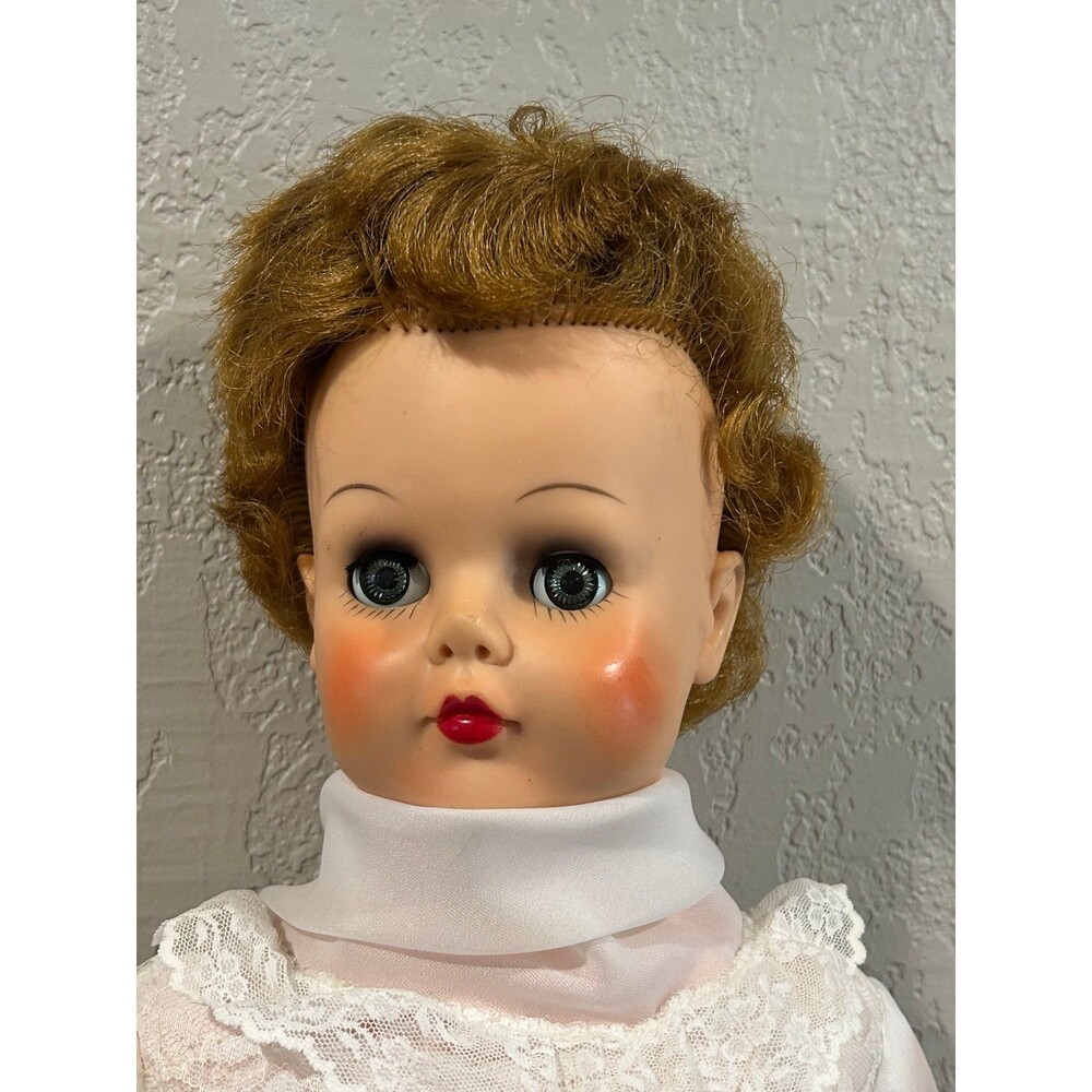 Vintage Bride Doll 28” tall White Lace Dress Corsage Plastic Body 1950s - Picture 5 of 11